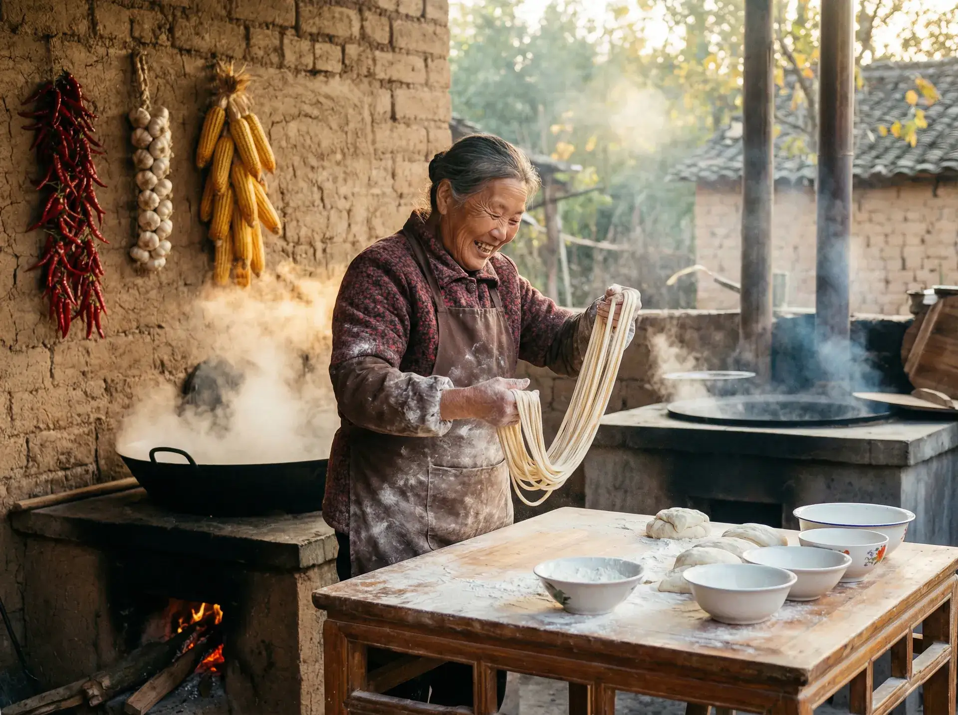 农家大嫂手擀面 - 太阳神战记 乡村美食